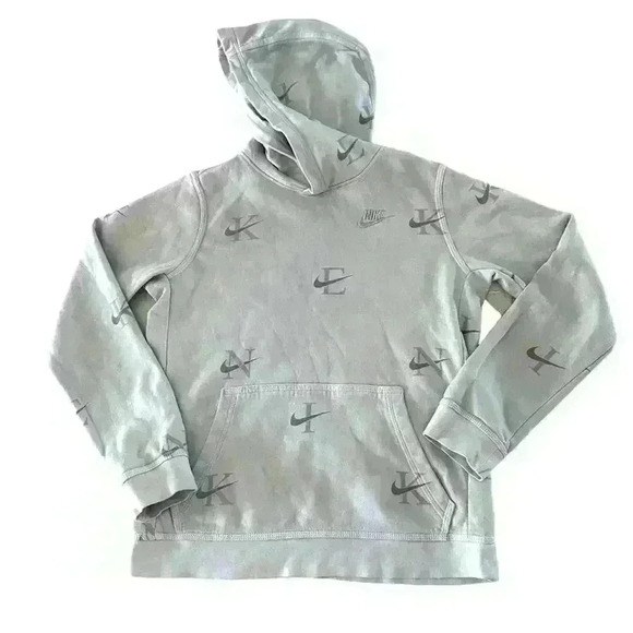 Nike Sportswear Club Pullover Basketball Print Gray Size L - Picture 2 of 10